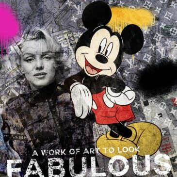 Pop art kunstwerk Marylin Monroe & Mickey Mouse