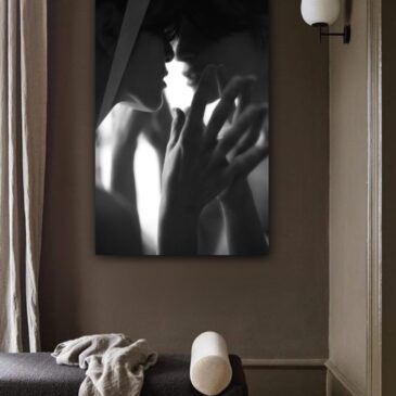 Portrait de femme en noir et blanc, œuvre murale en noir et blanc