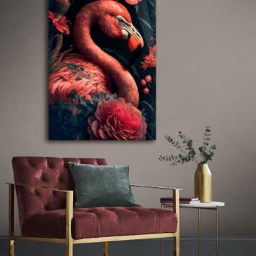 Fotogemälde von Vögeln, Der Flamingo