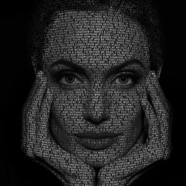 Art mural en noir et blanc d'Angelina Jolie