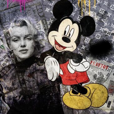 Pop art kunstwerk Marilyn Monroe & Mickey Mouse