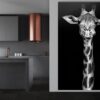 Portrait vu du ciel : girafe en photographie artistique noir et blanc
