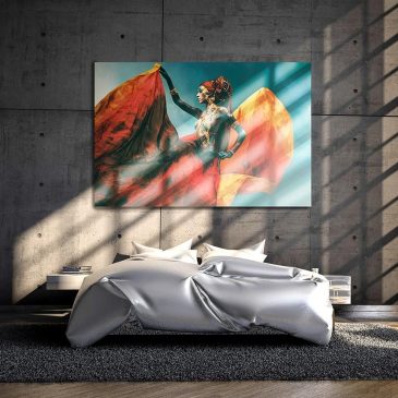Decoración artística de pared de una bella mujer de fantasía