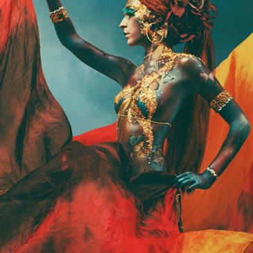 Artistic wall decoration of a beautiful fantasy woman