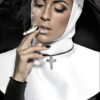 Artwork of a smoking sexy nun