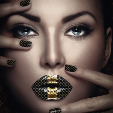 Gouden lippen plexiglas wall art
