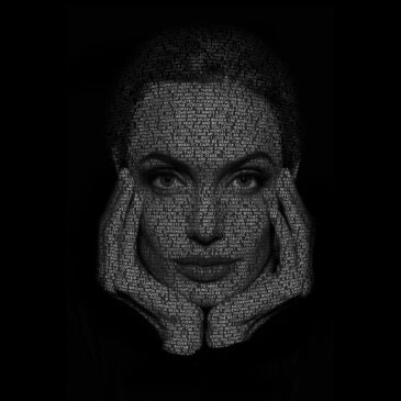Art mural en noir et blanc d'Angelina Jolie
