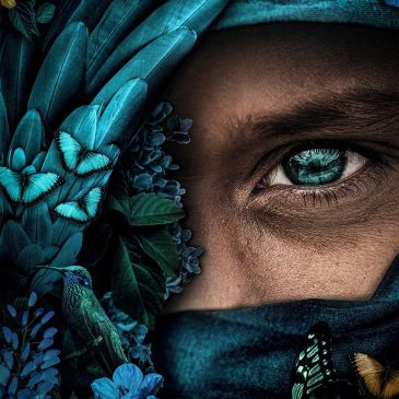 Portret kunst van mysterieus gezicht