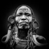 Afrikaans zwart wit tribal portret