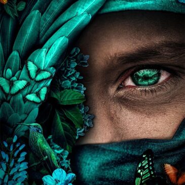 Photo de portrait artistique d'un visage mystérieux