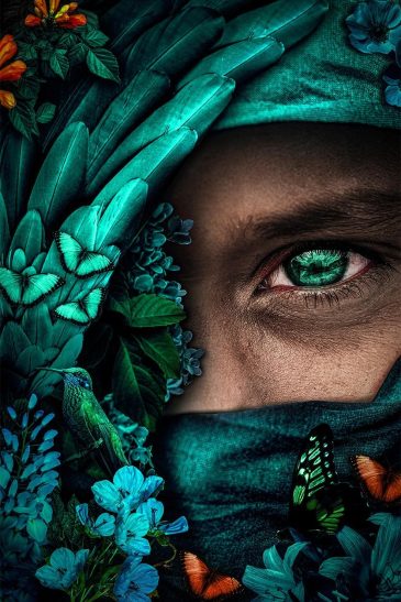 Portrait artistique d'un visage mystérieux