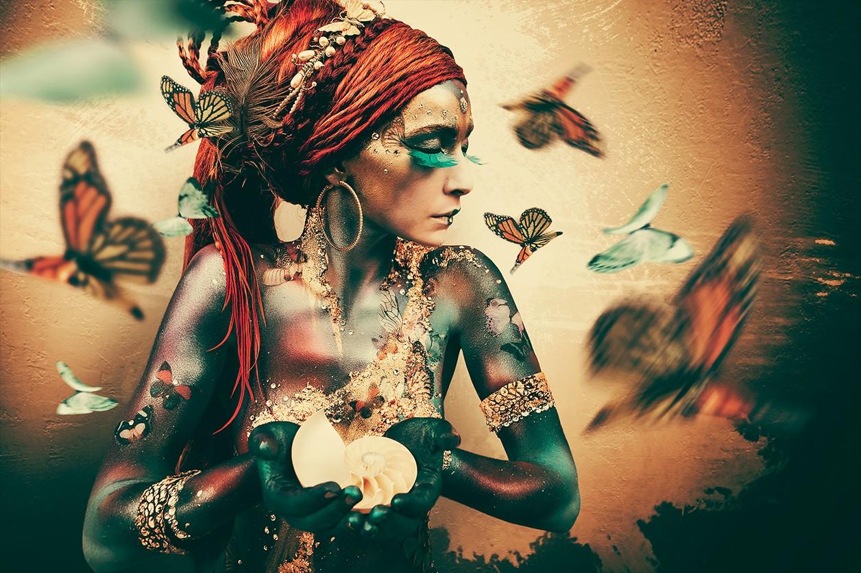 woman with butterflies by jaime ibarra II