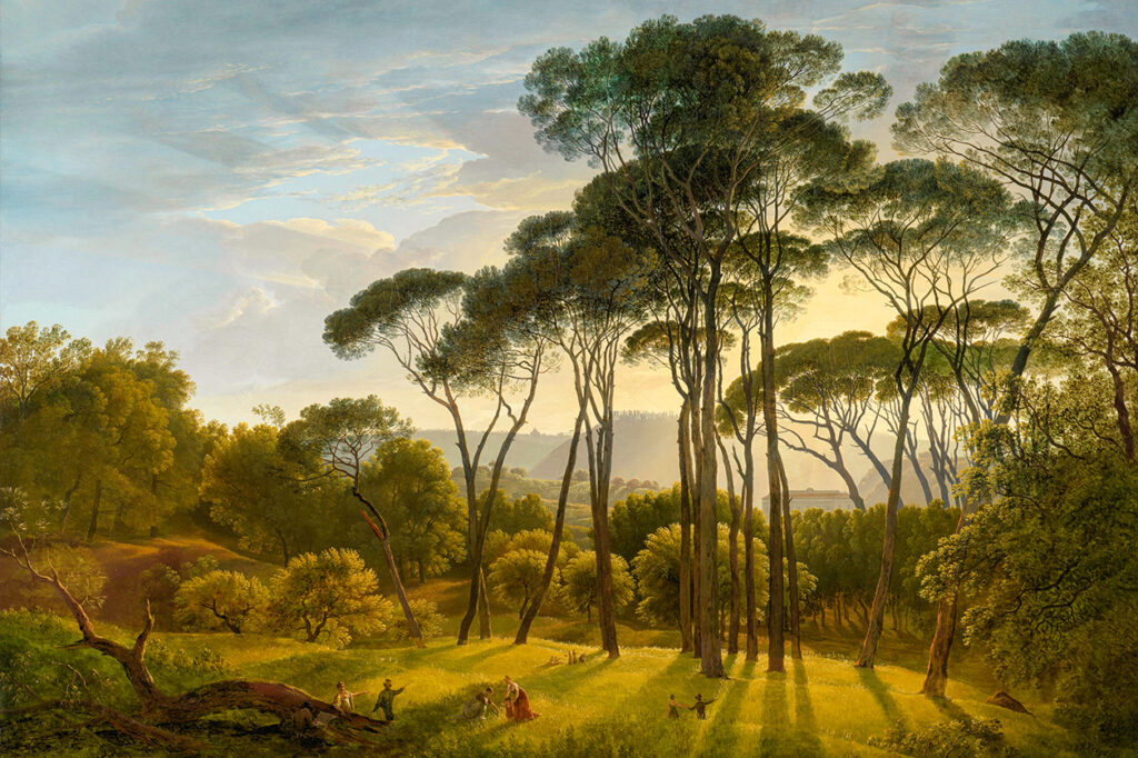 Hendrik Voogd,Italian Landscape with Umbrella selling Pines,large wall art,framed wall art,canvas wall art,large canvas,M4056