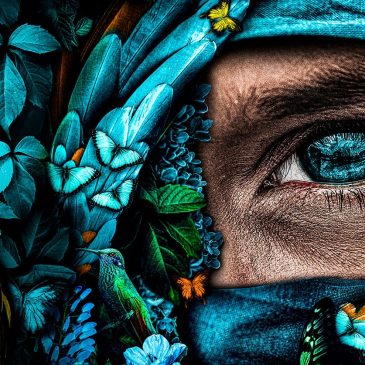 Wall art van mysterieus portret