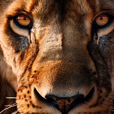 Fotografía artística de un león macho resistente