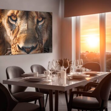 Fotografía artística de un león macho resistente