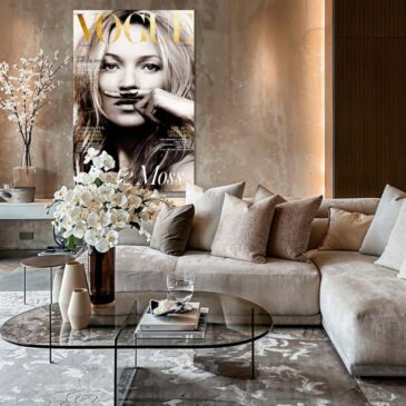 Artwork van fashion cover met Kate Moss