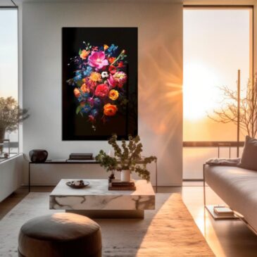 Stilleven van bloemen op akoestische wall art of plexiglas