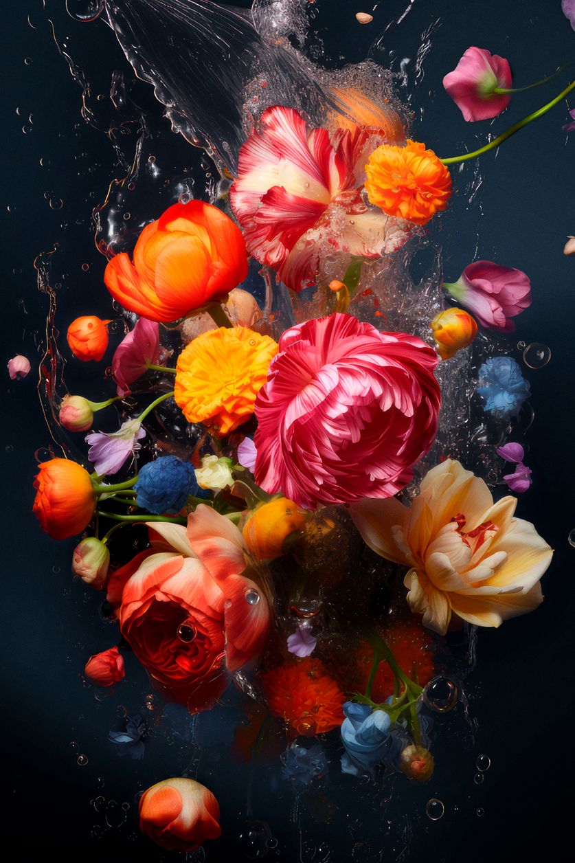 Nature morte fleurs plexiglas