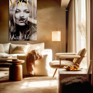 Artwork van fashion cover met Kate Moss
