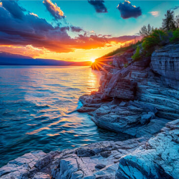 Art photo of sunset at sea