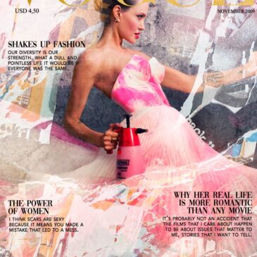 Pintura de portada de moda con Angelina Jolie