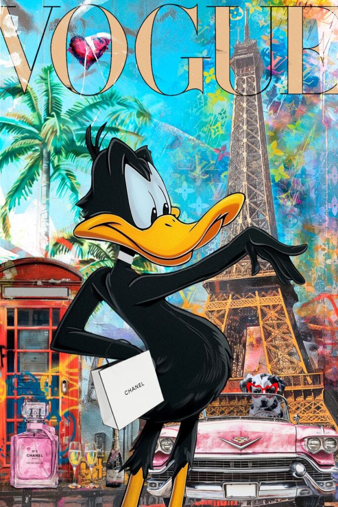 Pintura de portada de Vogue con el Pato Lucas