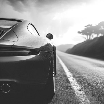 Zwart wit wall art van luxe auto