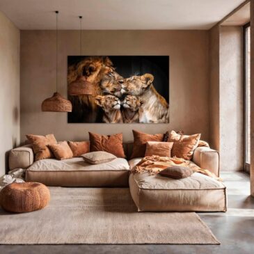 Muurkunst van leeuwen familie