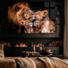 Wandbild mit Löwenfamilie