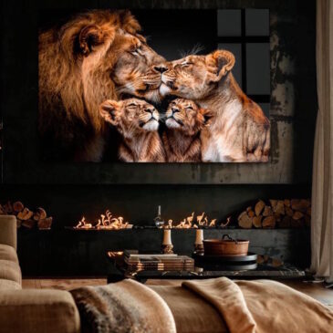 Muurkunst van leeuwen familie