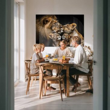 Muurkunst van leeuwen familie