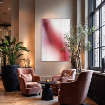 Abstract wall decoration with red colors