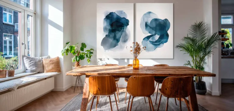 High-quality plexiglass artwork with intense colors and deep contrasts compared to traditional canvas as a modern wall decoration.