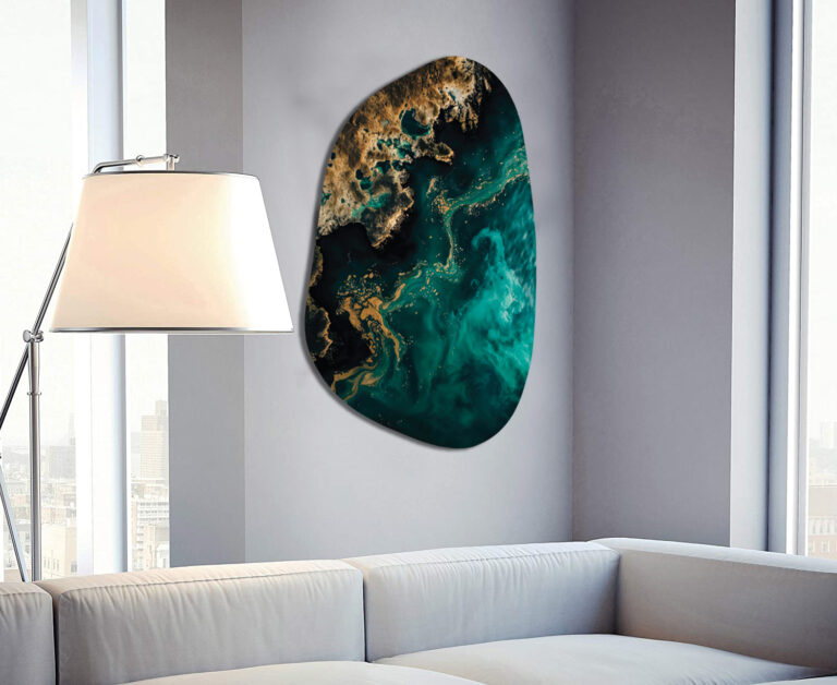 Custom-made plexiglass artwork as a modern wall decoration, fully tailored to your interior.