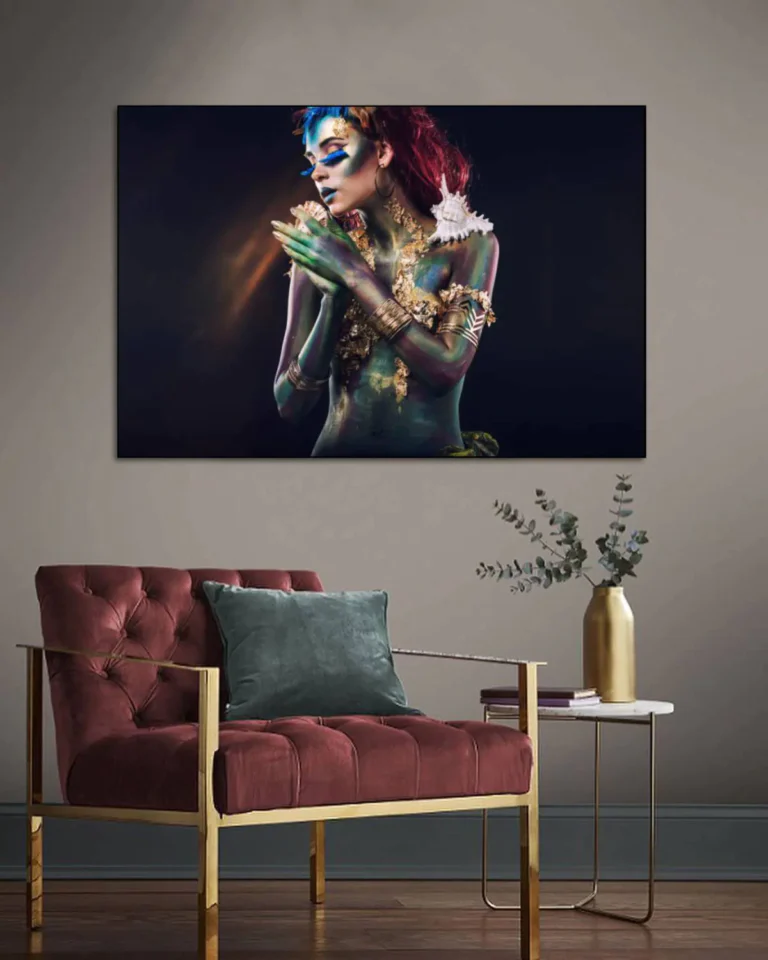 Acoustic artwork in living room to reduce reverberation and echo