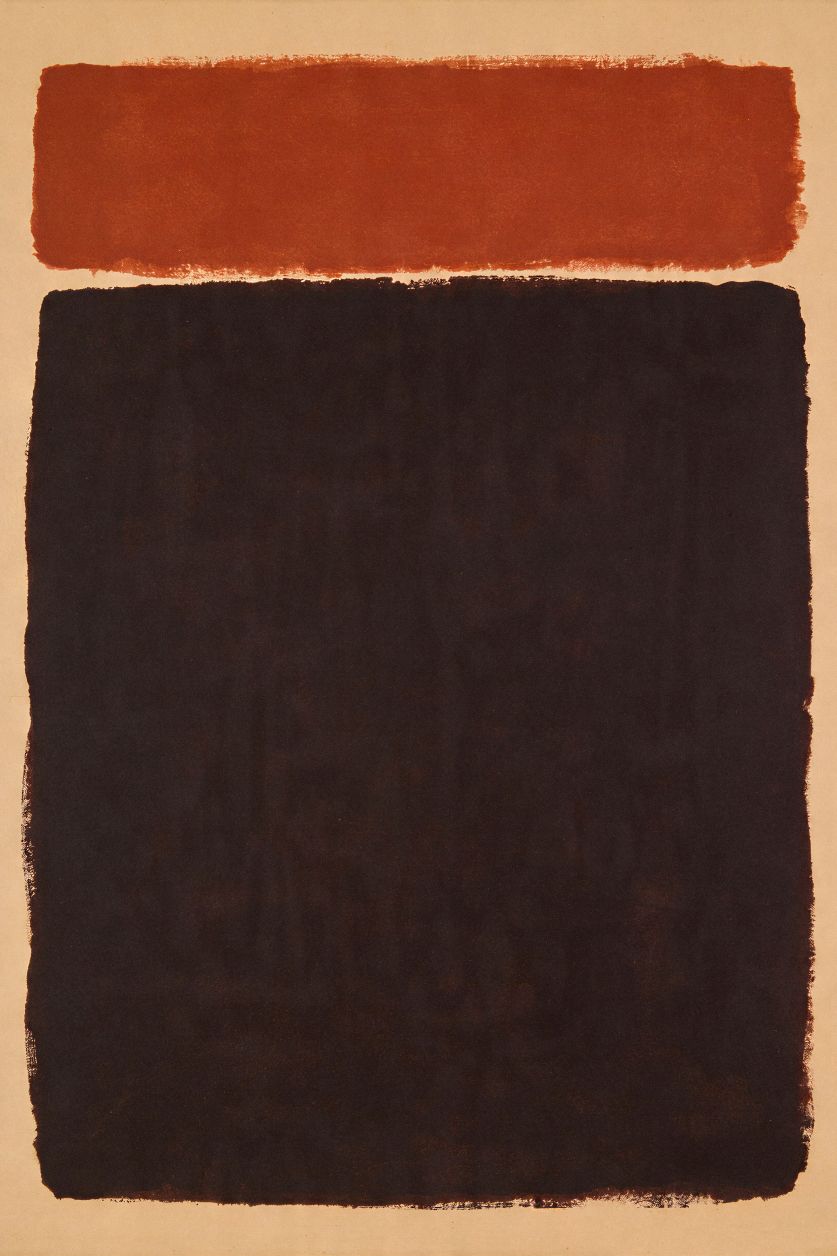 Ember Ash abstract japandi schilderij met warme bruin en roest tinten minimalistische wanddecoratie