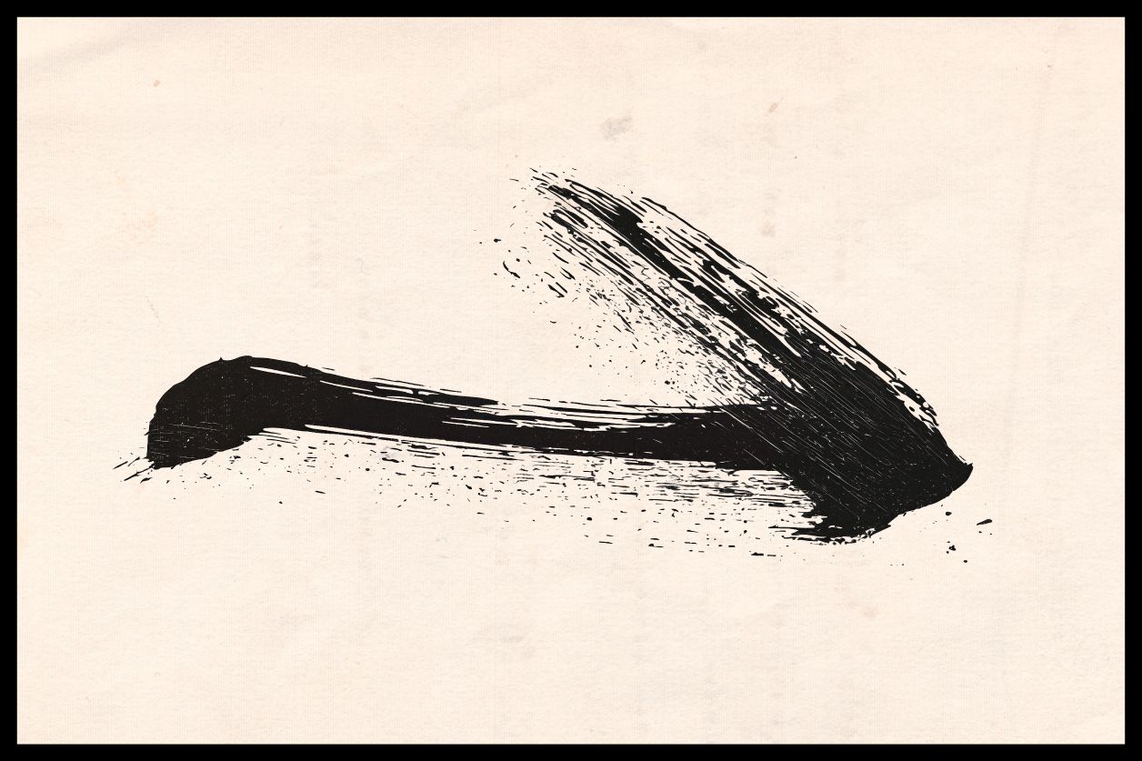 Japanese Brush IV japandi schilderij met zwarte penseelstreek minimalistische zen wanddecoratie