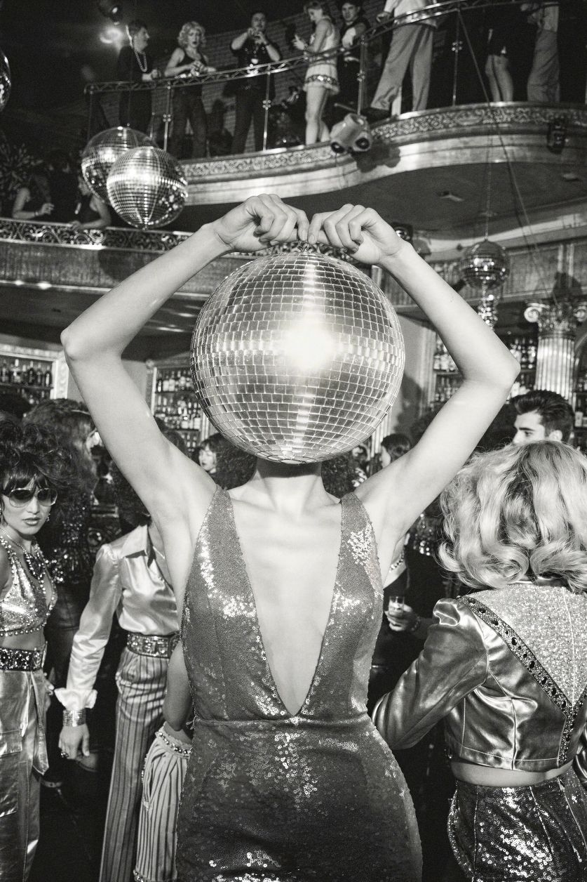 Studio54 Nights black and white female portrait artwork with a fashion and nightlife vibe