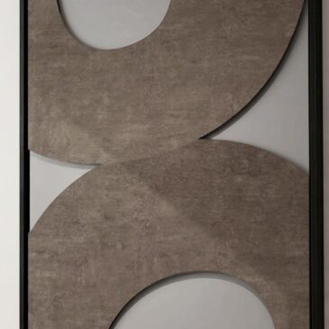 Decoración de pared minimalista en 3D con formas orgánicas en tonos topo y beige