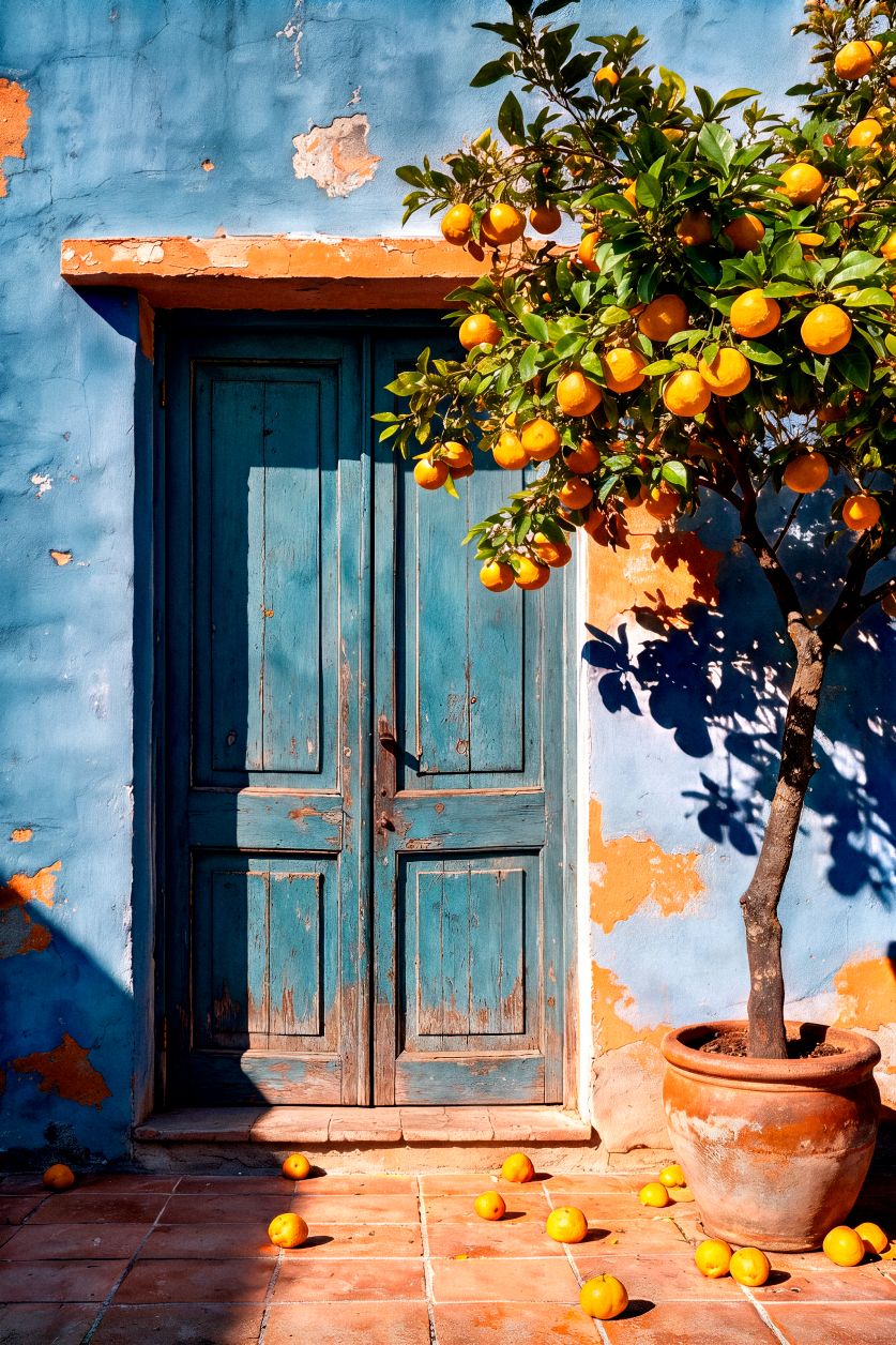 Naranja y azul