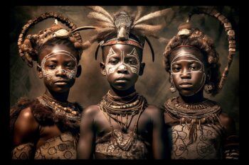 Arte mural de la cultura africana: niños tribales