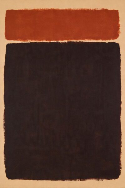 Ember Ash abstract japandi schilderij met warme bruin en roest tinten minimalistische wanddecoratie