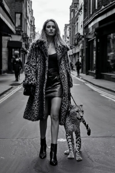 Wall art of sexy woman with leopard
