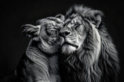 Unique wall art of lion pair