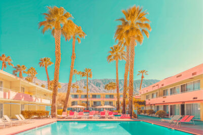 Decoración de la pared de la piscina en Palm Springs