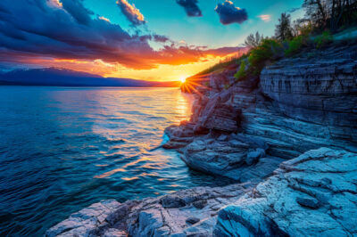 Art photo of sunset by the sea
