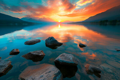 Wall decoration of sunset by the sea