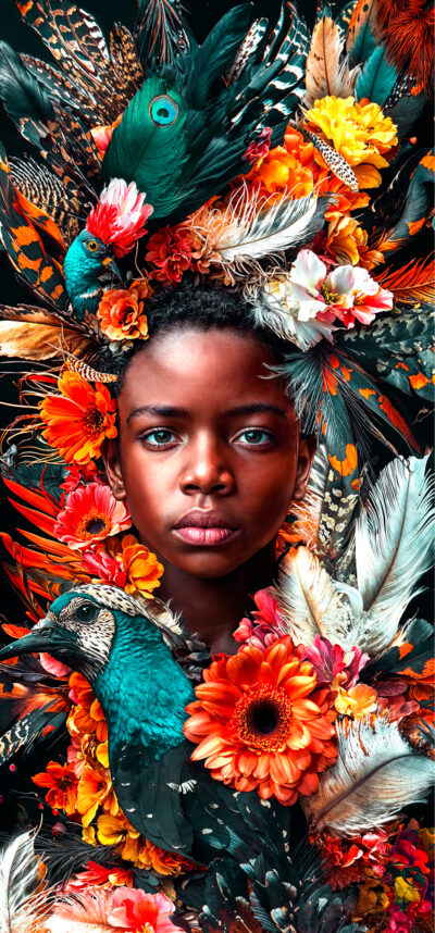 Colorful portrait of tropical boy