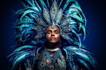 Retrato juguetonamente colorido de la reina del carnaval